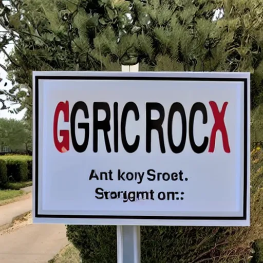 Image similar to a cardboard sign that says gxrch posted at a suburban street corner, photograph