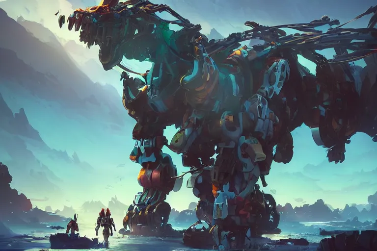 Image similar to sawtooth machine mecha animal beast robot of horizon forbidden west horizon zero dawn bioluminiscence, behance hd by jesper ejsing, by rhads, makoto shinkai and lois van baarle, ilya kuvshinov, rossdraws global illumination