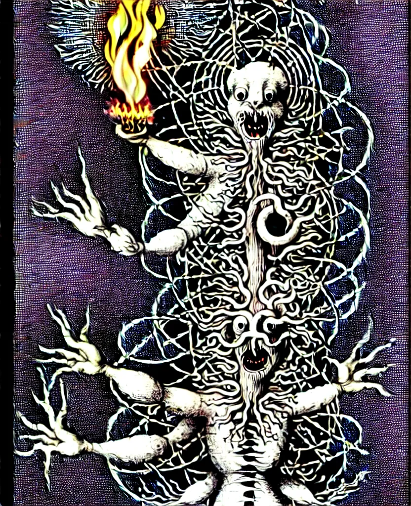 Image similar to whimsical freaky creature sings a unique canto about'as above so below'being ignited by the spirit of haeckel and robert fludd, breakthrough is iminent, glory be to the magic within