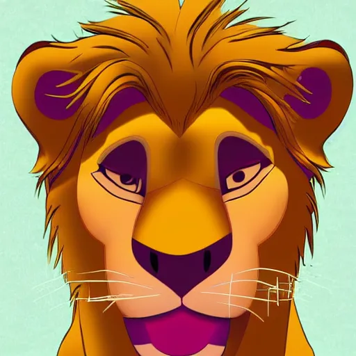 Image similar to Simba form the Lion King look like an ordinary boy with beautiful hear and head, wearing jeans and a white T-shirt, digital art style