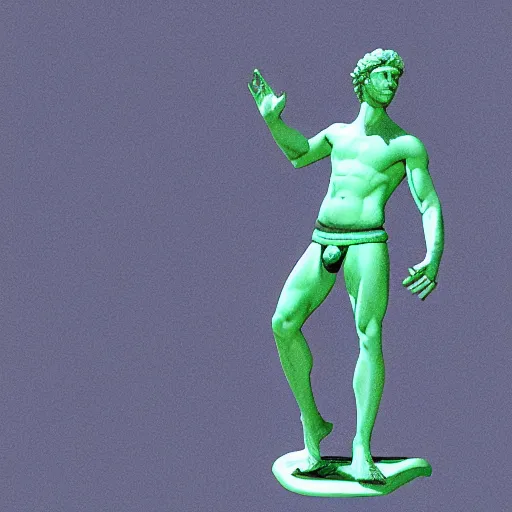 Image similar to a neon ring around a 3 d render of the statue of david, in the style of michelangelo