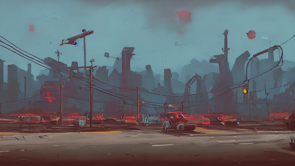 Prompt: a painting in the style of simon stalenhag.