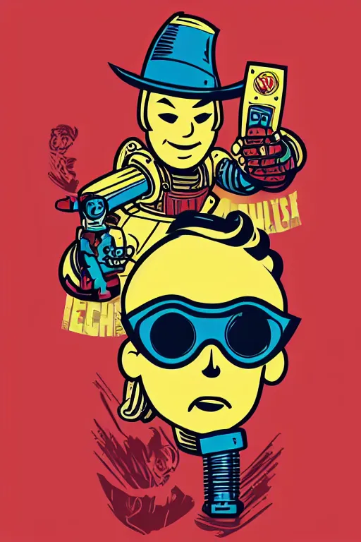 Image similar to fallout 7 6 retro futurist illustration art by butcher billy, sticker, colorful, illustration, highly detailed, simple, smooth and clean vector curves, no jagged lines, vector art, smooth andy warhol style