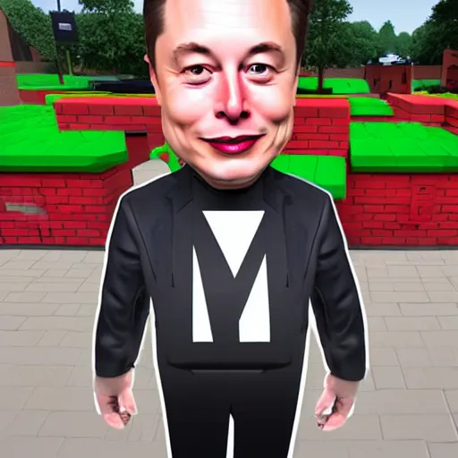 Image similar to elon musk as a roblox avatar