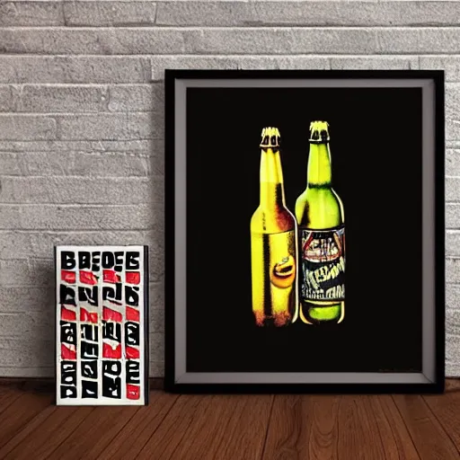 Image similar to beer bottle album art, cover art, still life, poster, the beatles