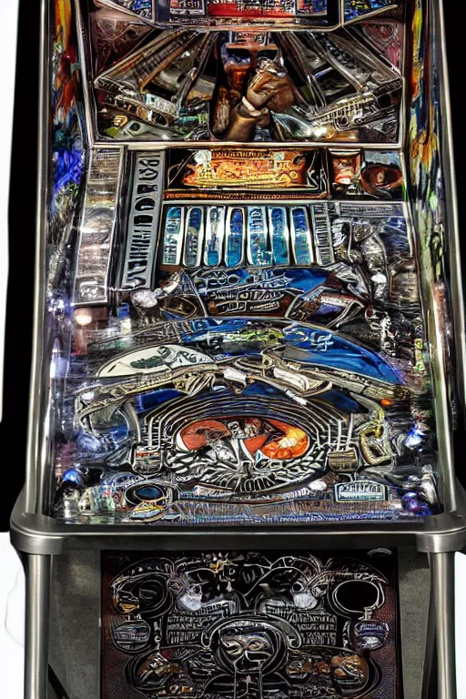 Prompt: pinball machine designed by HR giger