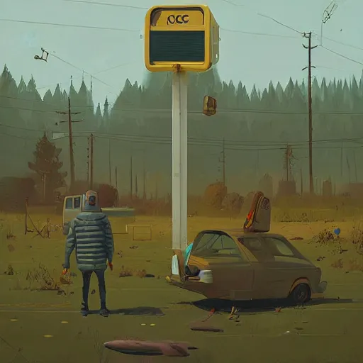 Image similar to alsckjn acsudnpq qcpjdnc cpqi iub pcqwudbc oi io cqo cwon qcon qcon, by simon stalenhag