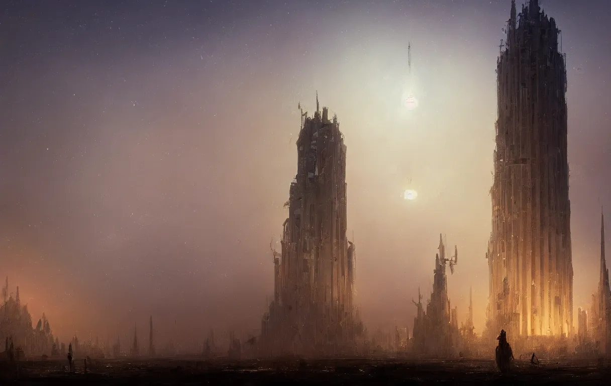 Image similar to A digital painting of the tower of Babylon, dim moonlight, by Ismail Inceoglu and Caspar David Friedrich, stunning, photorealistic, highly-detailed, 4k, ue5, light effect, rtx on, realistic, cinematic, IMAX quality, trending on artstation