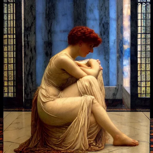 Prompt: oil painting on wood. 1 8 9 6. angel blinded by darkness tortured torment by herbert james draper, sir lawrence alma - tadema, john william godward. epitome of victorian era.. cinematic criterion composition by kurosawa, kubrick. breathing painting.