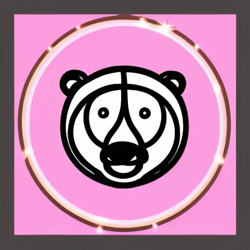 Image similar to a cute pink fluffy vector podcast logo of a streaming bear, golden ratio, iconic, award winning, line art, bold, playful