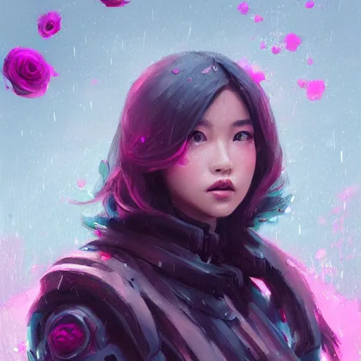 Prompt: “ a portrait of rose blackpink, rainy background, pink bright art masterpiece artstation. 8 k, sharp high quality artwork in style of jose daniel cabrera pena and greg rutkowski, concept art by tooth wu, hearthstone card game artwork. ”