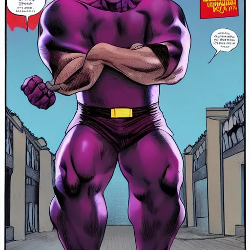 Prompt: Thicc Thanos as The American Psycho