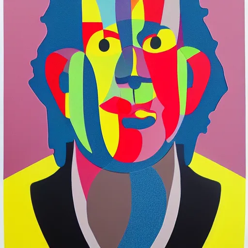 Image similar to a portrait a very ordinary person, by Turi Simeti, Agostino Bonalumi, stretched vinyl, abstract, 3d, canvas, flat bold color