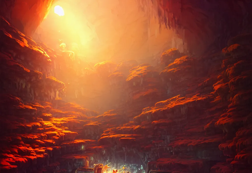 Image similar to underground mine tunnel, golden hour, intricate oil painting, high detail illustration, sharp high detail, manga and anime 1 9 9 9, official fanart behance hd artstation by jesper ejsing and makoto shinkai, 4 k,