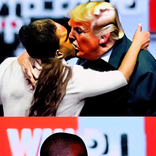 Image similar to kanye west kissing donald trump