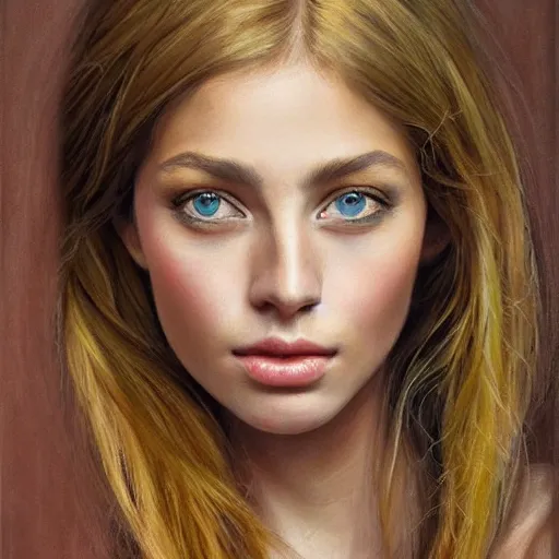 Prompt: beautiful detailed woman portrait, painting by lionel smit