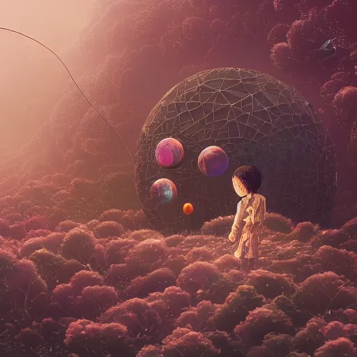 Image similar to once we get close to love, love disappears by yoshitomo nara, by beeple, by yoshitaka amano, by victo ngai, by shaun tan, by good smile company, on cg society, 4 k wallpaper, pastel color theme, mandelbulb textures