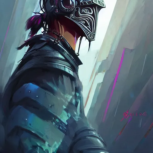 Image similar to cyberpunk viking helmet mask warrior goddess robot ninja fantasy, art gta 5 cover, official fanart behance hd artstation by jesper ejsing, by rhads, makoto shinkai and lois van baarle, ilya kuvshinov, ossdraws