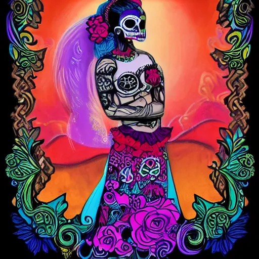 Image similar to los muertos moana, art by michael miller