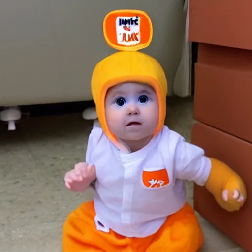 Image similar to cute baby chick dressed as an inmate