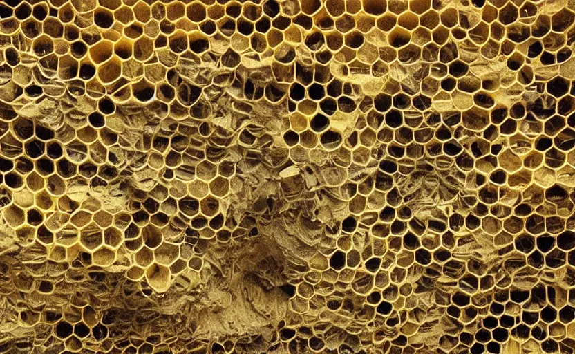 Image similar to underground city made of honeycomb