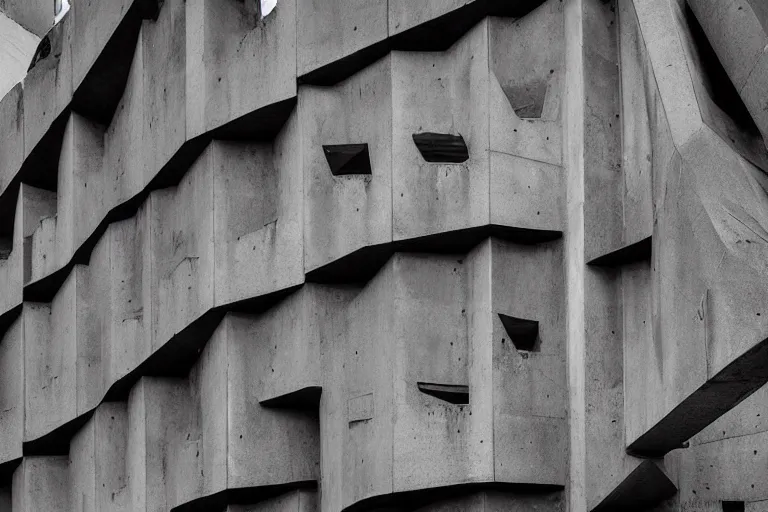 Image similar to Amongus-shaped brutalist structure, urban photography, award-winning photo