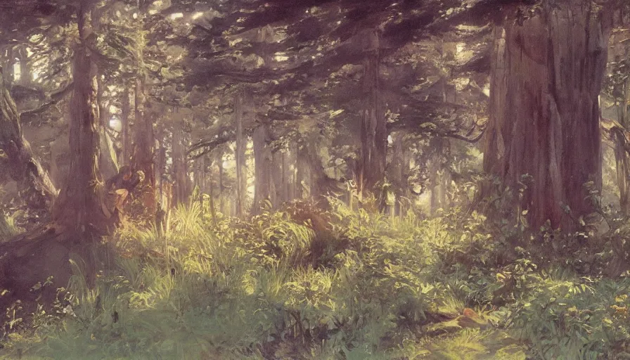 Image similar to disney illustrated background by, ghibli, eugene von guerard, ivan shishkin, john singer sargent