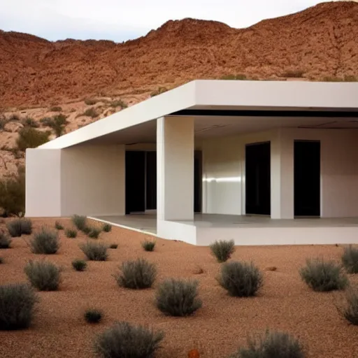 Image similar to a suburban house in the middle of a desert, surreal,