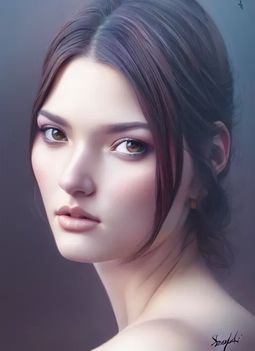 Image similar to photo of a gorgeous young woman in the style of stefan kostic, realistic, sharp focus, 8 k high definition, insanely detailed, intricate, elegant, art by stanley lau and artgerm