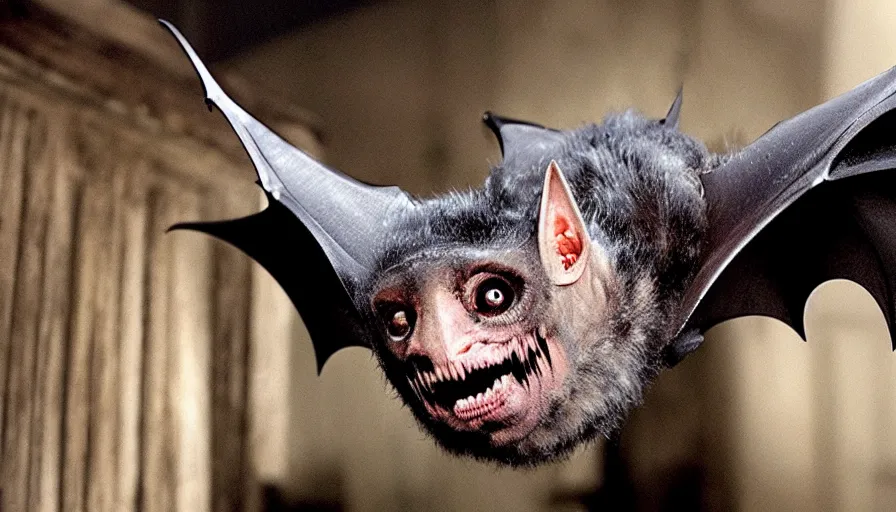 Prompt: big budget horror movie a genetically engineered bat