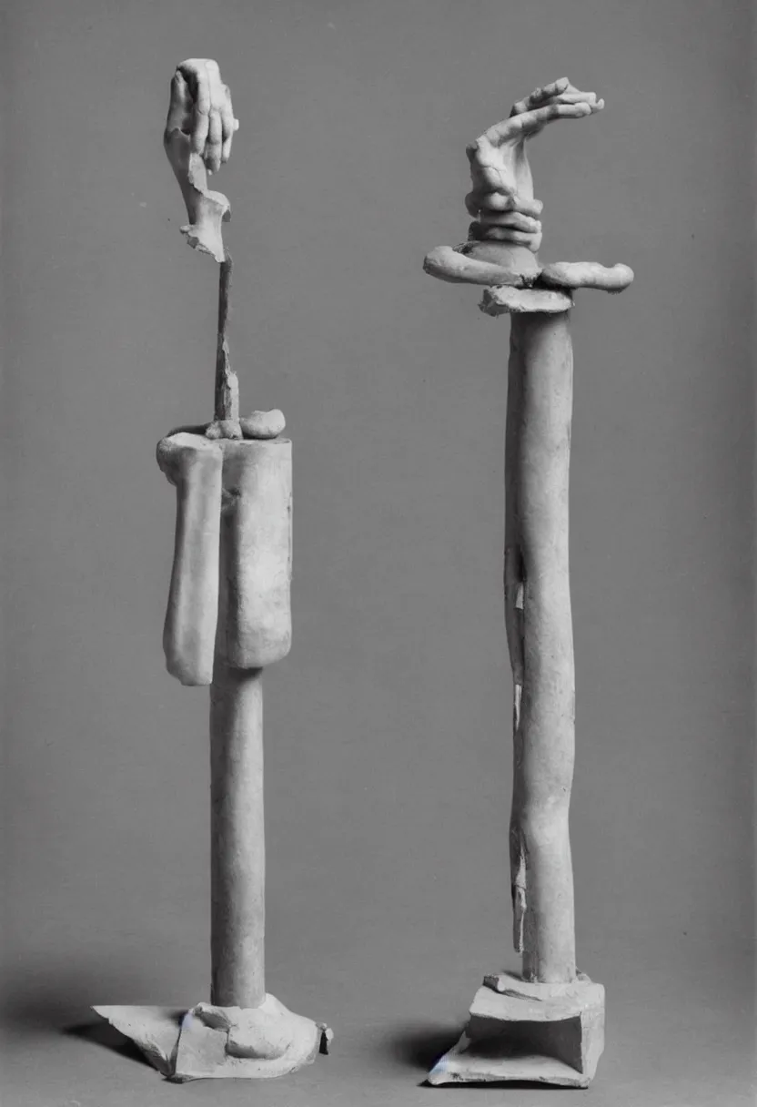 Prompt: In Advance of the Broken Arm by Marcel Duchamp, simple readymade object on a pedestal, courtesy of Centre Pompidou, archive photography by Richard Avedon