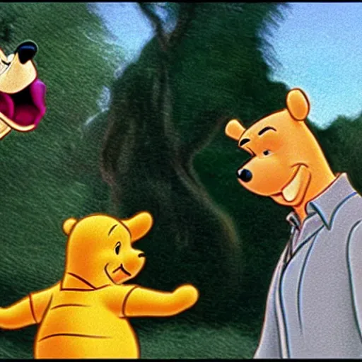 Image similar to nic cage in winnie the pooh, disney,