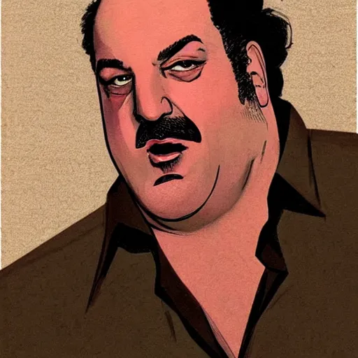 Image similar to chunky artist ethan van sciver as tony soprano, with a cigar, artstation, real photo