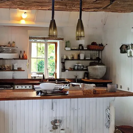 Image similar to a cottage witch's kitchen