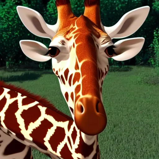 Prompt: ultra realistic, giraffe fury drinking coca cola Pixar style