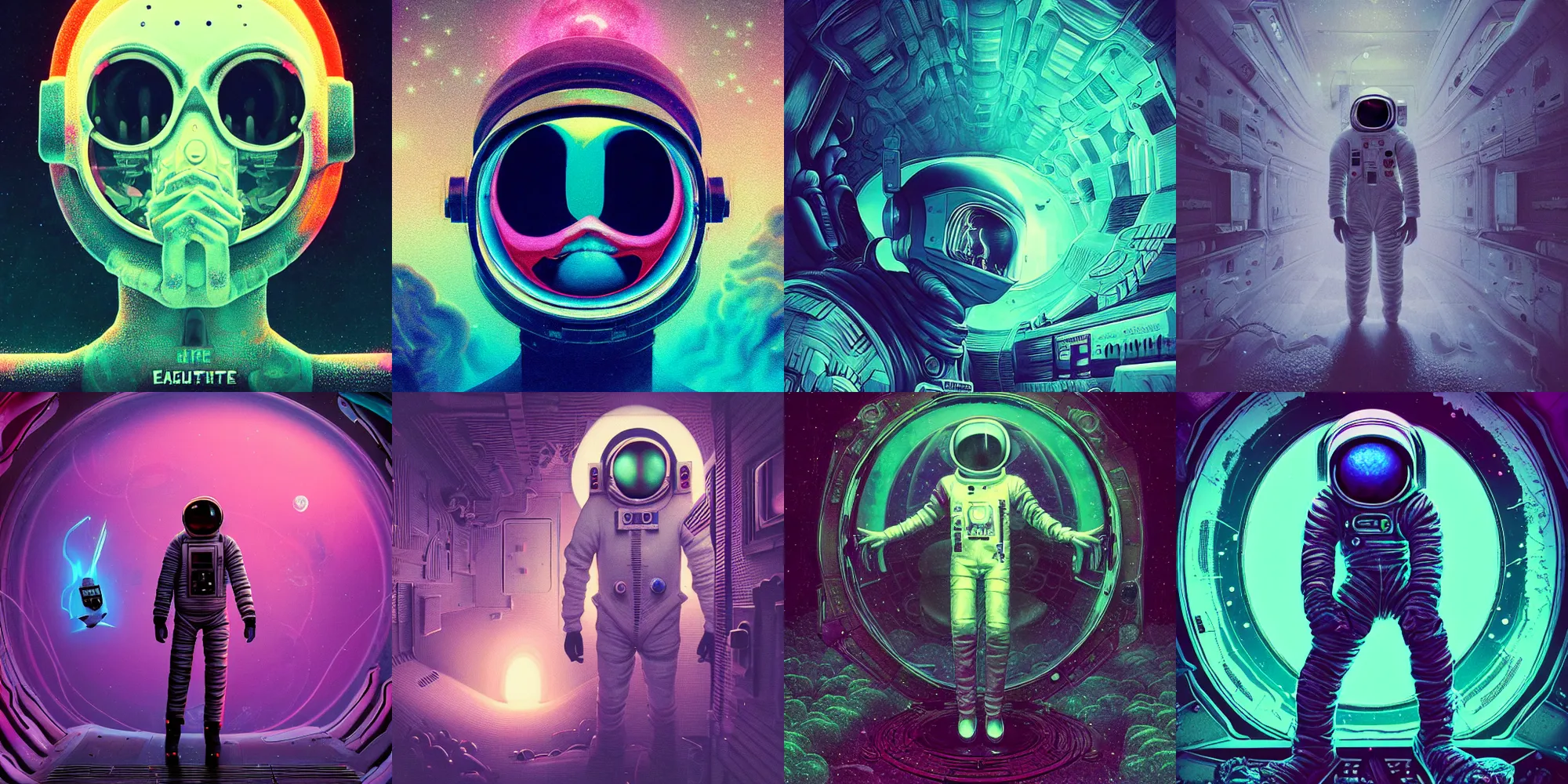 Image similar to beautiful dark astronaut, horror poster 9 0 s, cosmic horror, abstract, ghostly, arcade, duotone, poltergeist, lets get weird, intricate, elegant, highly detailed, smooth, sharp focus, unreal engine 5, raytracing, art by beeple and mike winkelmann, ultraviolet colors,