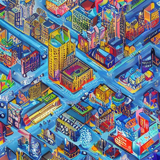 Image similar to pixorama of city of tokyo, silicon valley, complex illustration, eboy, ecity, pixel art, kai vermehr, steffen sauerteig, svend smital, three - dimensional isometric illustration, 3 d isometric pixel art, high detailed, trending on artstation