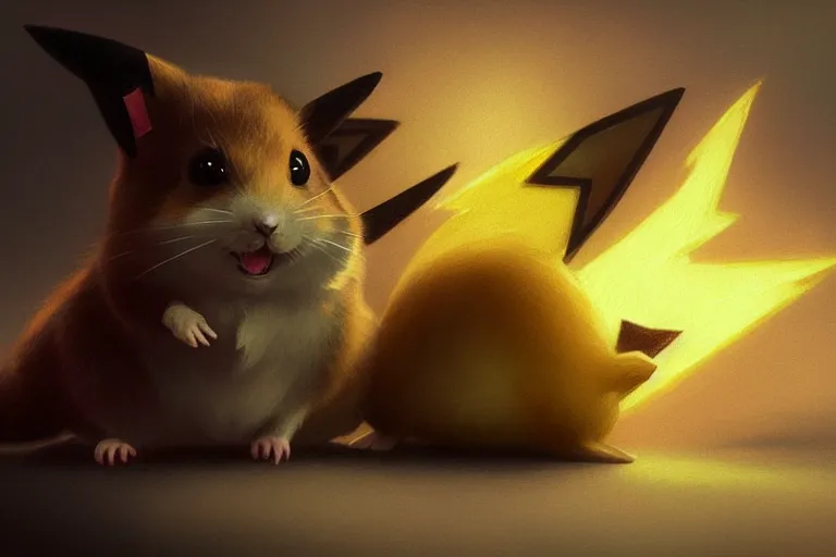 Prompt: photography of pikachu hamster, deep focus, d & d, intricate, elegant, highly detailed, digital painting, artstation, concept art, matte, sharp focus, illustration, hearthstone, art by artgerm and greg rutkowski and alphonse mucha