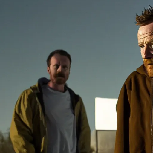 Image similar to Live Action Still of Bryan Cranston dressed as and playing Jesse Pinkman in Breaking Bad, real life, hyperrealistic, ultra realistic, realistic, highly detailed, epic, HD quality, 8k resolution, body and headshot, film still