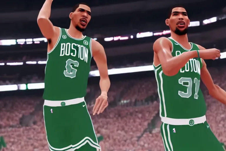 Prompt: boston celtics jayson tatum kicking down door gta 5