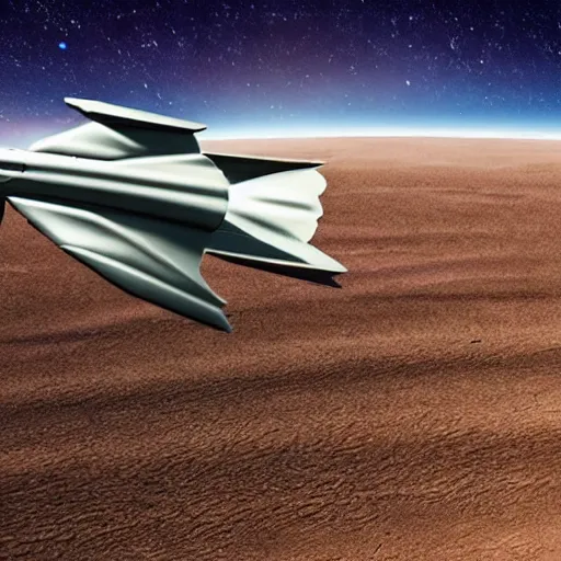 Prompt: a jet fighter and a ufo fighting in the sky above a desert