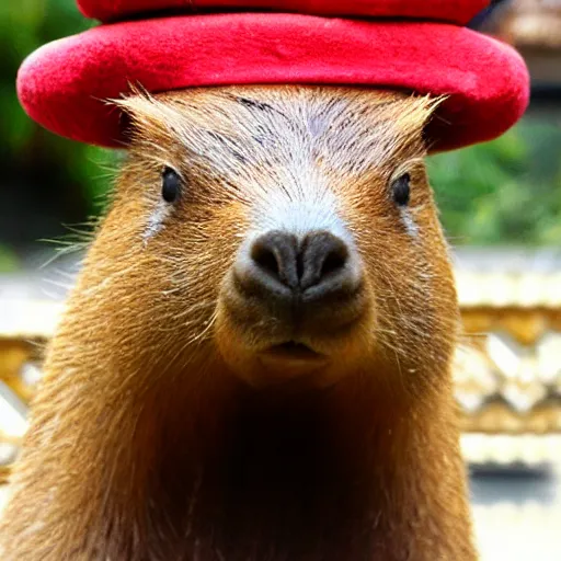 Prompt: capybara in a fez