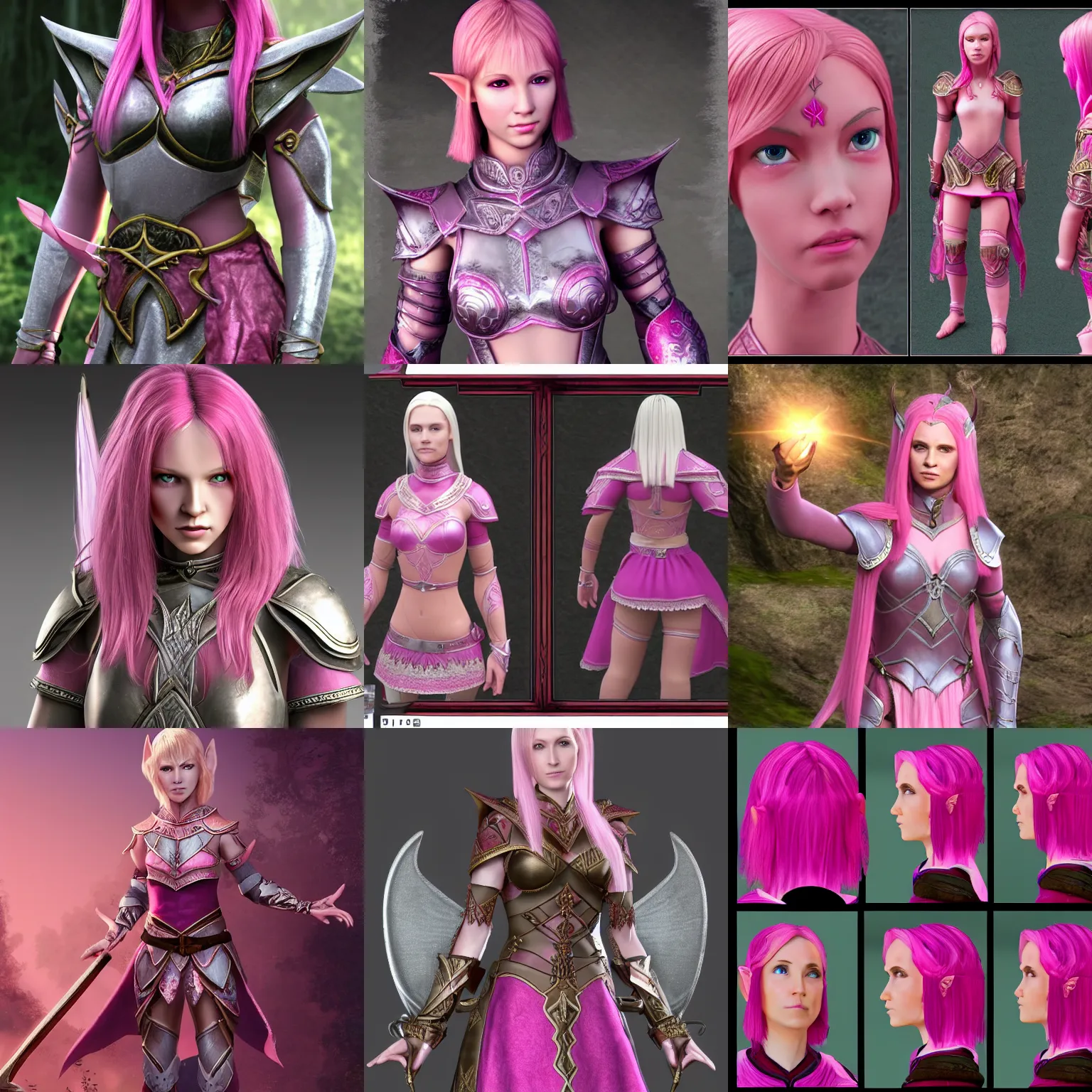 Prompt: beautiful pink short haired half elf woman cleric armor, healing magic, 4 k, highly detailed
