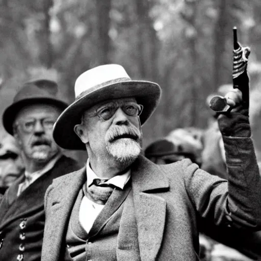 Image similar to Hugh Laurie as Theodore Roosevelt in 'Roosevelt' (2019), movie still frame