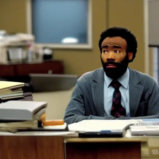 Image similar to a tv still of donald glover starring in the office ( 2 0 0 5 )