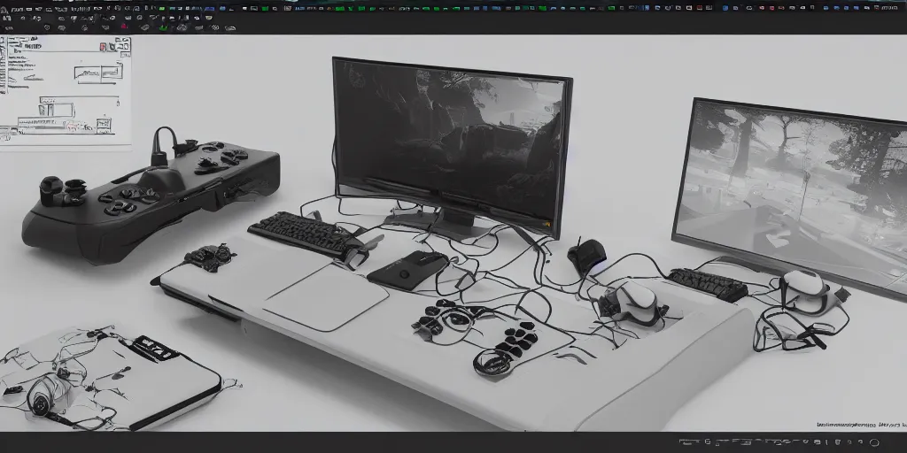 Image similar to gaming setup 3 d model, unreal engine, 8 k, lots of detail