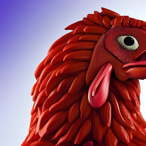 Prompt: a closeup shot of an antropomorphic chicken wearing a suit, photorealistic