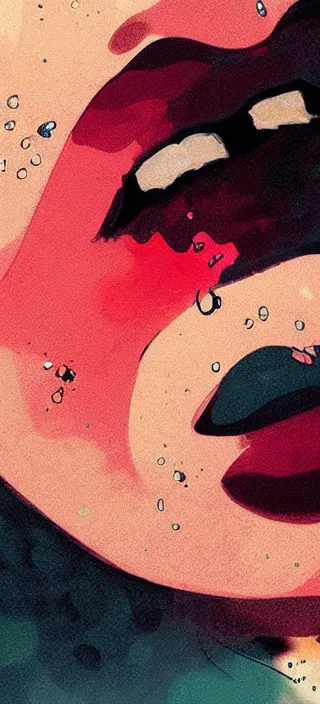 Prompt: extreme closeup of swirling, thick smoke from a young woman's mouth, closeup!!, thick swirling smoke everywhere, by conrad roset, brush strokes, trending on artstation