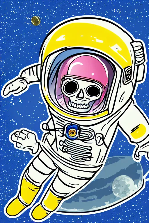 Image similar to A portrait of a skeleton as an astronaut on the moon, sticker, colorful, illustration, highly detailed, smooth and clean vector curves, no jagged lines, vector art, smooth