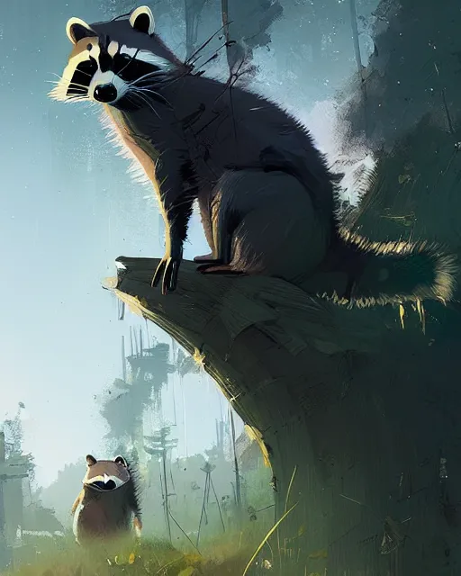 Prompt: raccoon, ismail inceoglu